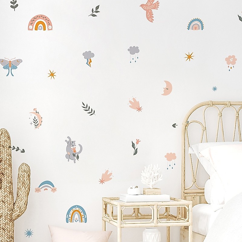Sticker Decal Dán Tường Mẫu Boho 7 Có Keo Sẵn - Trang Trí Cửa Kính - Decor Quán Cafe - Phòng Ngủ
