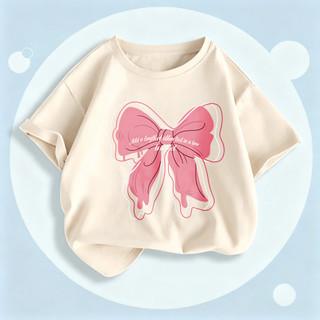 Áo Thun Bông Bé Gái In Nơ Thỏ Dâu Cute, Áo Ngắn Tay Hè COD