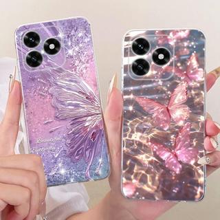 Jelly Bowknot Hoa Bướm Patten Dành Cho Honor X5C 4G Ốp Lưng Honor X5C Plus Trong Suốt Mềm TPU Vỏ Điện Thoại Silicon