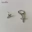 AqToCna Cá Tính Bất Đối Xứng Chữ Thập Bông Tai Dành Cho Nữ Sáng Bóng Zircon Chữ Thập Mặt Dây Chuyền Vòng Bông Tai Hip Hop Punk Thời Trang Bông Tai Phụ Kiện Trang Sức AqToCna