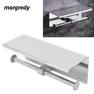 Hộp đựng giấy vệ sinh MARGREDY, Hộp đựng giấy vệ sinh màu đen sáng bóng bằng bạc, Hộp đựng giấy vệ sinh thực tế treo tường đa chức năng chất lượng cao Tiết kiệm không gian