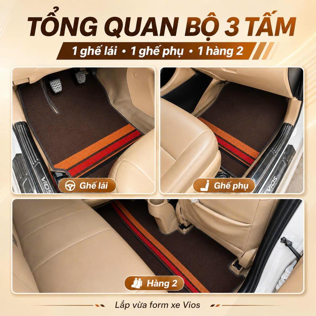 [ Vios ] Thảm cước xe Toyota Vios đủ 3 tấm cắt may chuẩn form xe chống thấm nước chống trơn chống trượt