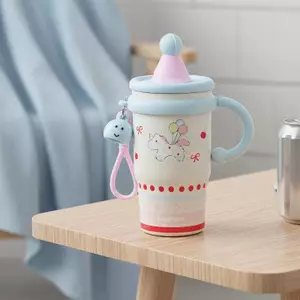 Cốc cách nhiệt bằng thép không gỉ hoạt hình dễ thương B & N 600ml dành cho bé gái tuổi Teen đi học sử dụng.