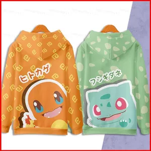 GC1 Bulbasaur Charmander Cosplay Áo Dài Tay Top Anime Unisex 3d Áo Khoác Áo Pokemon Áo Khoác Ngoài Plus