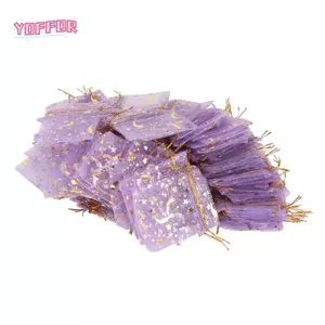 YOFFOR 100 Túi Organza Ngôi Sao Mặt Trăng, Đóng Dây Rút