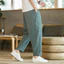 Quần vải lanh nam VN, thời trang thông thường, màu trơn thoáng khí, quần short dáng rộng, dây rút quần thẳng, quần áo đường phố nam.