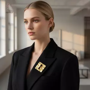 HNKMP Keyhole Xếp Ly Thổ Cẩm Hợp Kim Men Sang Trọng Huy Hiệu Pin Cho Nữ Thanh Lịch Váy Tiệc Trang Phục Thời Trang.