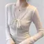 Cổ chữ v có dây buộc kiểu Pháp dành cho nữ mùa xuân Phong cách mới Slim-Fit Slim-Fit Slimmer Look