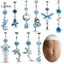 LUImo Pha Lê Xanh Bướm Cá Heo Hoa Bụng Nút Nhẫn Nữ Thép Không Gỉ Rốn Xuyên Trang Sức SBS