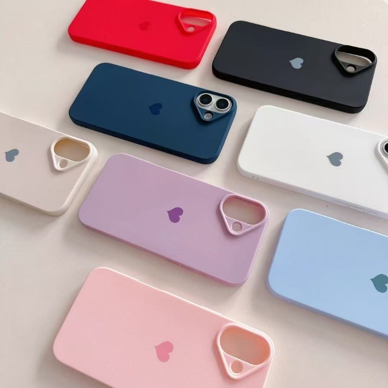 Ốp Điện Thoại Silicon Mềm Hình Trái Tim Lỗ Lớn Thích Hợp Cho iPhone 17 16 15 11 13 12 14 Pro Max 17Air Plus Ốp lưng
