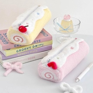 Hộp đựng bút chì sang trọng SENRTY Cream Swiss Roll, Túi văn phòng phẩm dễ thương thẩm mỹ cao Hàn Quốc, Hộp lưu trữ dung lượng lớn ngọt ngào Hộp văn phòng phẩm dành cho sinh viên