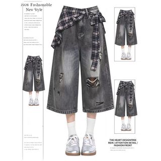Quần short denim nam ESEA, thương hiệu thời trang đường phố cao cấp của Mỹ, phong cách unisex chất lượng cao