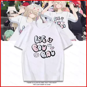 GC1 Hololive Tiếng Anh‌ EN FUWAMOCO Life is BAU Unisex Xu hướng thời trang mùa hè Áo thun ngắn tay GC1