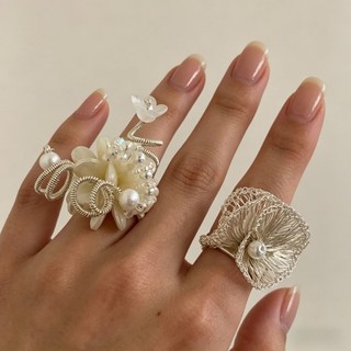 1 chiếc nhẫn hoa viền ren dệt thủ công retro, xếp lớp sang trọng nhẹ nhàng