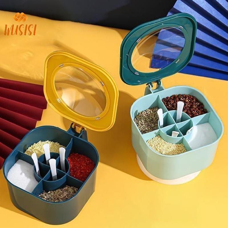 [WUSISI] Bình đựng gia vị 4 trong1 cần thiết cắm trại với 4 thìa Chai gia vị du lịch tiện dụng Nhẹ và di động MỚI