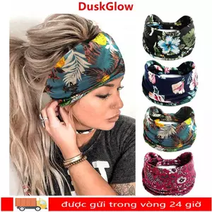 Băng đô DUKGLOW, Vintage Nút thắt rộng dành cho nữ, Mũ nón Turban co giãn Bohemian Cực lớn Thời trang Yoga Hair Band cho Dance Biker