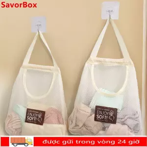 Túi đựng đồ lặt vặt SAVORBOX, Dụng cụ treo rỗng có thể tái sử dụng, Tay cầm mở rộng Tất đựng đồ lót rau củ Túi lưới nhà bếp dung tích lớn
