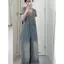 Quần yếm Denim dáng rộng thông thường ngọt ngào phong cách Hàn Quốc