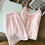Cô Gái Màu Hồng Sling Bộ Đồ Ngủ Nữ Mùa Hè Nguyên Chất Cotton Mỏng Phong Cách Gợi Cảm Pure Desire Với Ngực Miếng Lót Nơ Áo Homewear