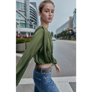 Áo sơ mi ngắn tay cổ chữ V tròn ZA 3897051