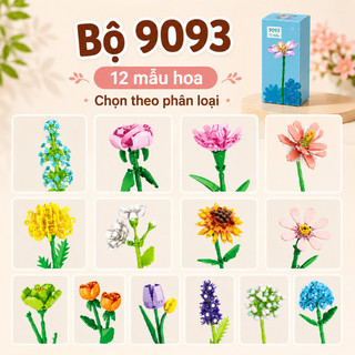 Bộ lắp ráp hoa DIY – Fullbox 12 mẫu hoa, mô hình trang trí để bàn – Quà tặng dễ thương–Phù hợp góc học tập, bàn làm việc