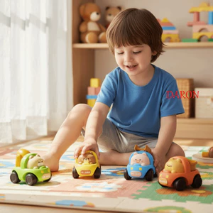 Đồ chơi ô tô kỹ thuật DARON, Thiết kế tròn Máy xúc truyền động quán tính trượt tương tác, Đẩy quán tính Chất lượng cao Cao su mềm đẩy và đi Đồ chơi mô hình động vật Xe trẻ em