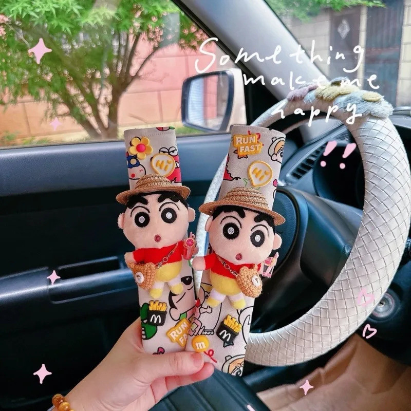 GHẾ XE BẢO VỆ BELT Mềm Chống Trầy Xước Đệm Crayon Shin Chan Tạo Kiểu Dây Đeo Thoải Mái Vỏ Chống Mài Mòn Thiết Thực Trang Trí Nội Thất Xe Phụ Kiện An Toàn