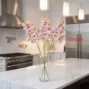 DARON Nhân Tạo Bướm Hoa Lan, 21 Đầu Cảm Ứng Thật Nhân Tạo Phalaenopsis Nhánh, Đạo Cụ Chụp Ảnh Handmade 2 Nĩa Hoa Thủ Công Nghệ Thuật Hoa Mini Giả