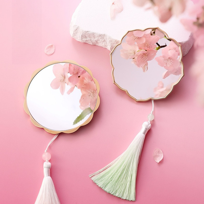 Gương Cầm Tay Nữ Thần Mười Hai Hoa – Hợp Kim Nhẹ Bền, Gương Trang điểm Mini Gập Di động,Quà Tặng Bạn Thân