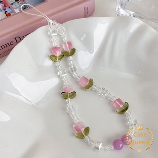 Vòng chìa khóa mặt dây chuyền hạt xanh Milky Blue, dây đeo tay ngắn chống rơi, trang trí túi di động