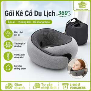 Gối Cao Su Non Cao Cấp - Thiết Kế Công Thái Học, Hỗ Trợ 360° Bảo Vệ Cột Sống Cổ, Hoàn Hảo Cho Du Lịch & Làm Việc