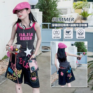 Áo Vest In Chữ Bé Gái Mùa Hè Phong Cách Mới Thời Trang Trẻ Em Không Đều Top