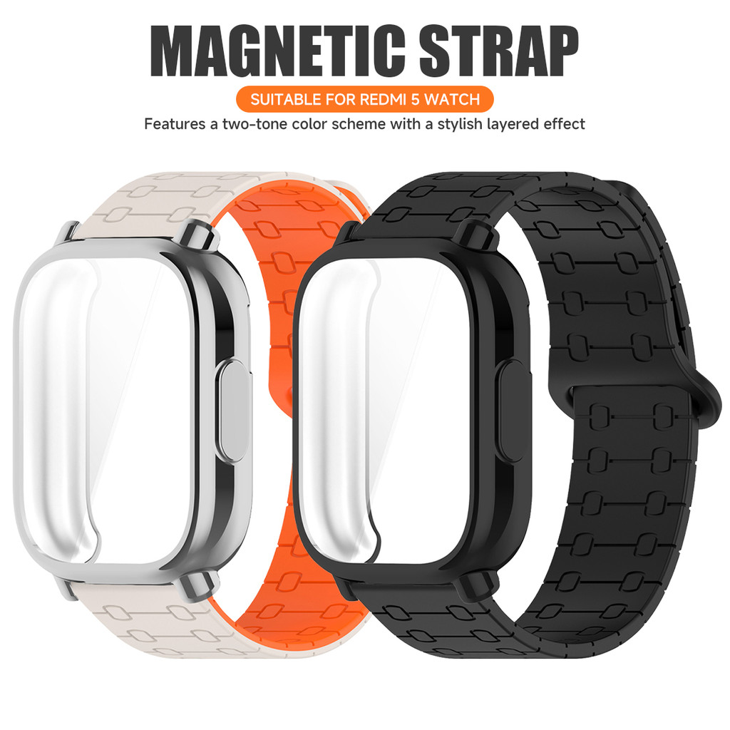 Ốp lưng TPU + dây đeo từ tính cho Redmi Watch 5 Active / 5 Lite dây đeo thể thao silicon chống rơi toàn bộ ốp lưng