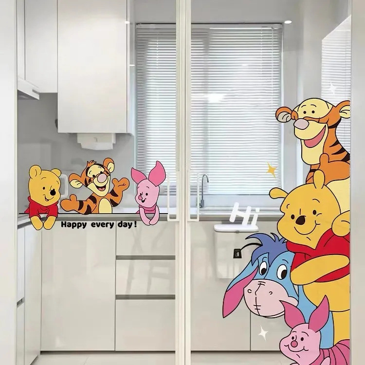 Hoạt Hình Dễ Thương Trầy Xước Phòng Tắm Vệ Sinh Winnie the Pooh Chống Va Chạm Sáng Tạo Trang Trí Dán Cửa Nhà Bếp Tủ Lạnh