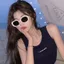 Phiên bản Hàn Quốc Kính râm màu be hình bầu dục dành cho nữ 2024y2k Hot Girl Kính râm che nắng mặt tròn chống tia cực tím