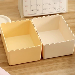 Hộp lưu trữ viền sóng màu Pastel Thùng đựng nhựa có thể xếp chồng lên nhau