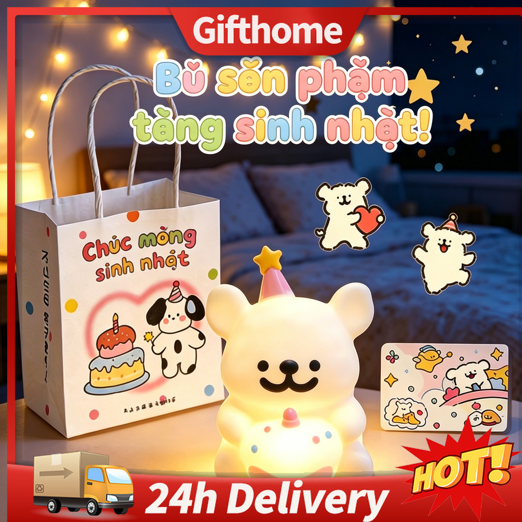 🚚【giao Hàng 24h】Bộ Quà Tặng Đèn Mèo Con Dễ Thương Hoạt Hình Gấu Trúc Đèn Ngủ Trẻ Em Quà Tặng Sinh Nhật Món Quà Bất Ngờ Cho Bạn Bè