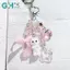 GHX Sáng Tạo Dễ Thương Floed Mèo Con Dâu Mặt Dây Chuyền Móc Khóa Động Vật Ngọt Ngào Móc Khóa Bapa Phụ Kiện Trang Trí Người Bạn Thân Nhất Quà Tặng VN