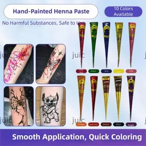 JUIC Henna Tattoo Cream, Dễ sử dụng Bán vĩnh viễn Henna Paste Cone, Henna Cream Đen Nâu Tạm Thời Mehndi Body Art Ink Mehndi Design Mehndi
