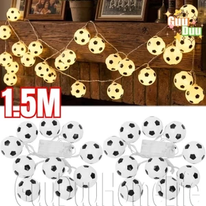 Đèn trang trí bóng đá 1,5M - Đèn bầu không khí World Cup - Trang trí quán Bar cắm trại ngoài trời - Đèn dây trang trí LED - Chạy bằng pin, chống nước / miễn phí vận chuyển