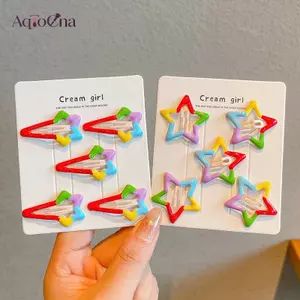 AqToCna 5 Chiếc Dễ Thương Cầu Vồng Kẹp Tóc Hoạt Hình Ngôi Sao Hoa Kẹp Tóc Bên Nổ Kẹp Cho Bé Gái Phụ Kiện Tóc Đáng Yêu Quà Tặng AqToCna