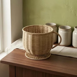 Giỏ đựng cốc Giỏ mây dệt hình trụ Dệt tay