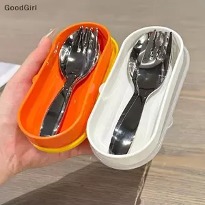 Bộ dụng cụ trẻ em 2 trong 1 di động Nĩa thìa bằng thép không gỉ cho trẻ mới biết đi có hộp đựng du lịch Bộ đồ ăn dao kéo trẻ em Quà tặng VN