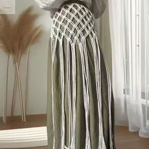 Dây thắt lưng viền lưới AWNGD, Thiết kế dân tộc Bohemian Handwoven Bikini Cover Up, Thắt lưng tua rua trang trí thời trang Tạo kiểu đa năng