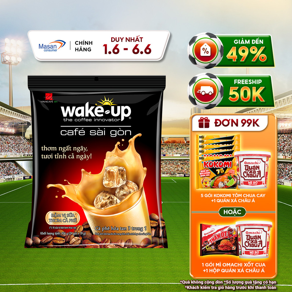 Cà phê Wake up Sài Gòn - Túi 24gói x 19gr