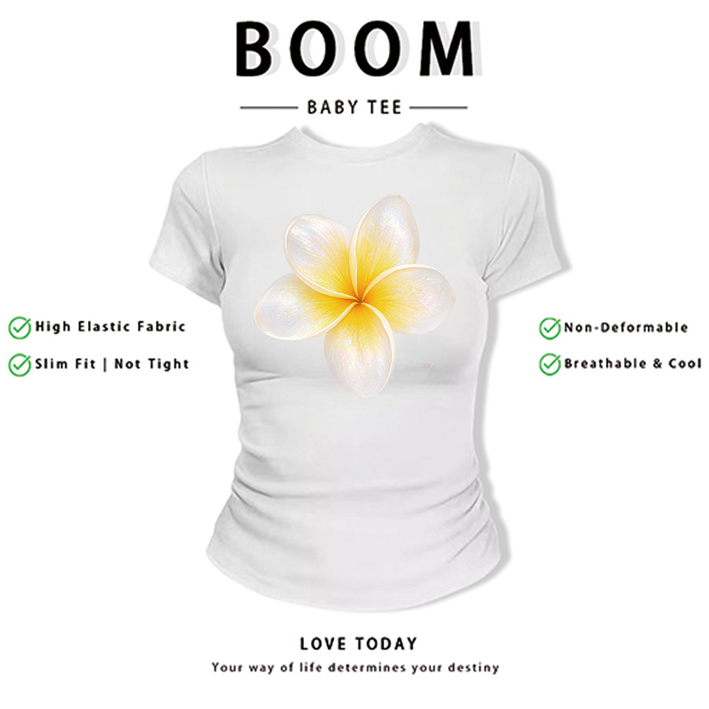 BOOM Áo Baby Tee Nữ Cotton Ôm Body-Áo Thun Ngắn Tay Y2K In Hình PhongCách Mùa Hè, Cổ Tròn Hàng Đầucách hàn quốc phong&32