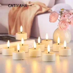 CATIYAHA 12 Chiếc Đèn Nến Điện Tử, Nến LED Không Cháy Chạy Bằng Pin, Nhấp Nháy Tròn Thân Thiện Với Môi Trường Đèn Nến Môi Trường Xung Quanh Cho Sinh Nhật Trang Trí Tiệc Cưới