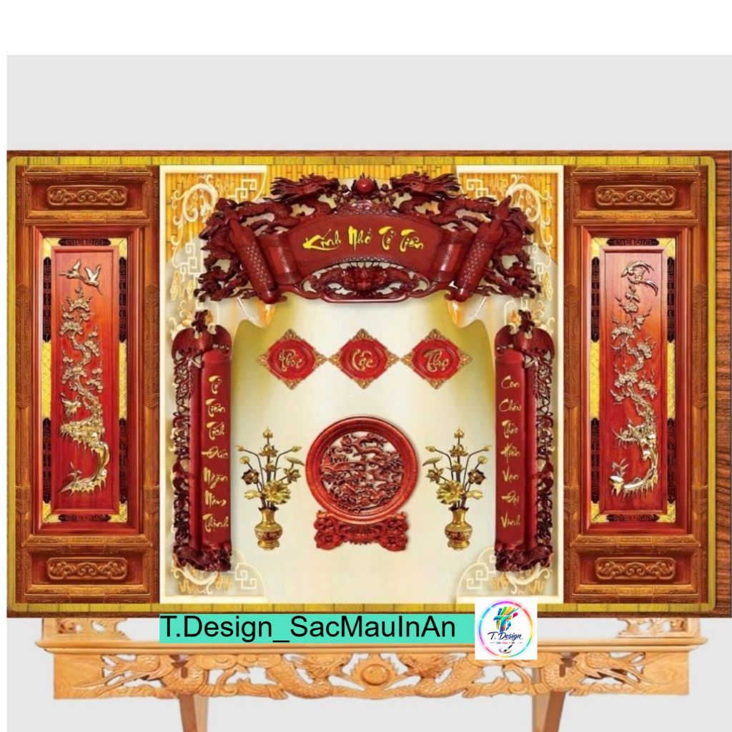 Decal Dán Phòng Thờ - Cuốn Thư Câu Đối - Trang Trí Bàn Thờ Gia Tiên Đẹp, Ý Nghĩa