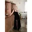 Quần áo nữ cỡ lớn 150kg Pháp Cao cấp Royal Sister Màu đen Tính khí gạc Sling Dress Slimer Look Váy dài