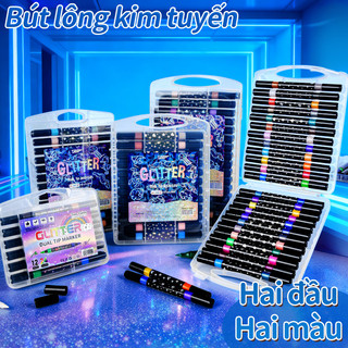 Bút dạ màu acrylic marker 2 đầu 48/96 màu không lem cho họa sĩ vẽ đa dạng chất liệu học tập tiện ích